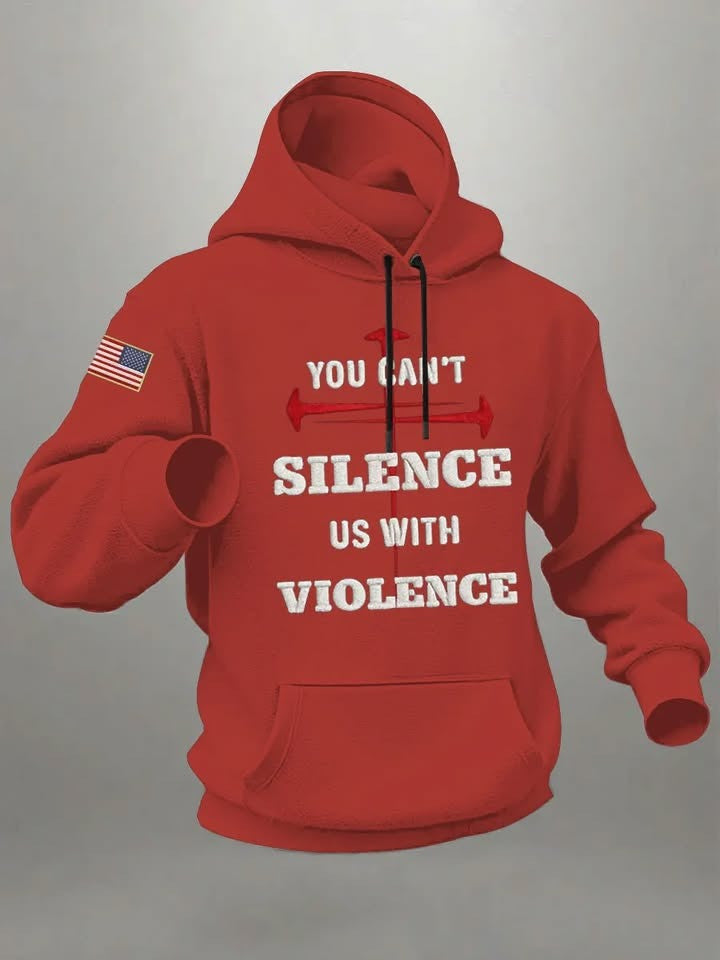 Red RIP Charlie Kirk Day Memorial Merch Hoodie You Can't Silence Us With Violence Clothing - Lilybirchmarket