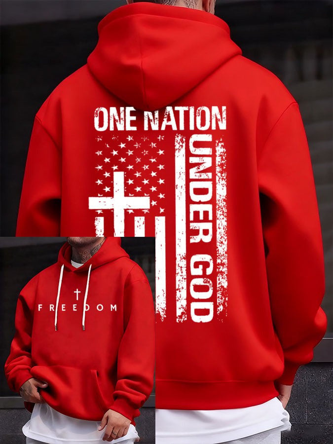 Red RIP Charlie Kirk Freedom Hoodie One Nation Under God Memorial October 14 Day Apparel - Lilybirchmarket