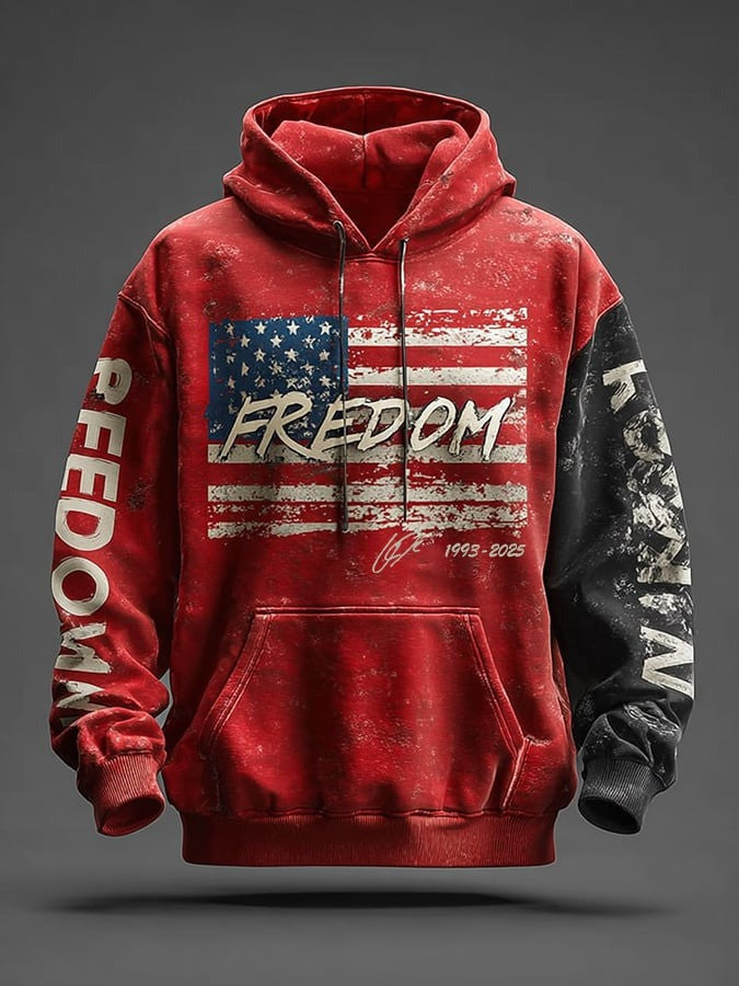 Red RIP Charlie Kirk Freedom Hoodie Vintage Wear Red For Charlie Kirk Memorial Day 2025 - Lilybirchmarket