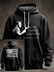 Red RIP Charlie Kirk Memorial Merch Hoodie God Family Country In That Order Wear Red Day - Lilybirchmarket