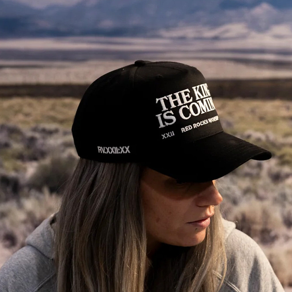 Red Rocks Merch The King Is Coming Embroidered Hat Gifts For Husband - Lilybirchmarket