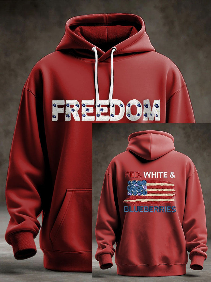 Red White And Blueberries Hoodie Clothes R.I.P Charlie Kirk Memorial Wear Red On October 14 - Lilybirchmarket