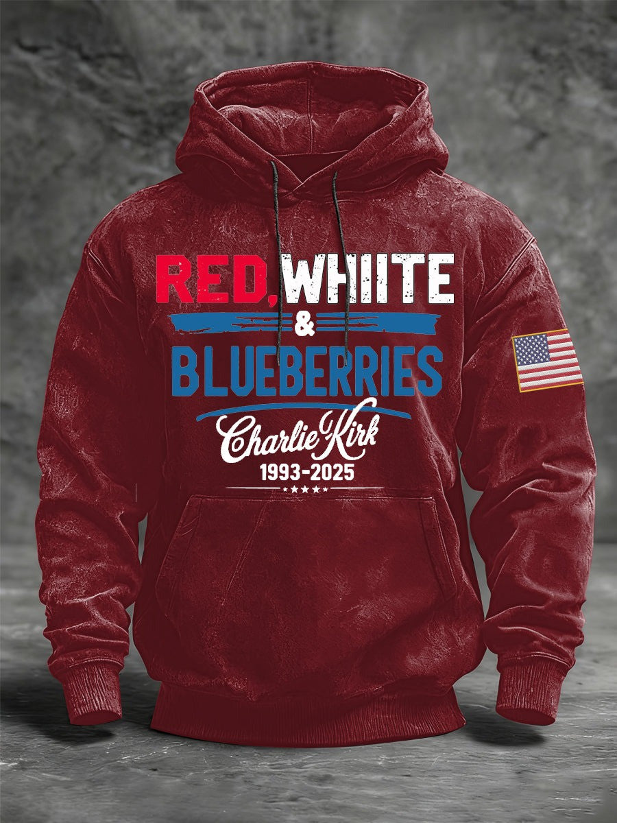 Red White And Blueberries Hoodie RIP Charlie Kirk October 14 Charlie Kirk Day Apparel Gifts - Lilybirchmarket