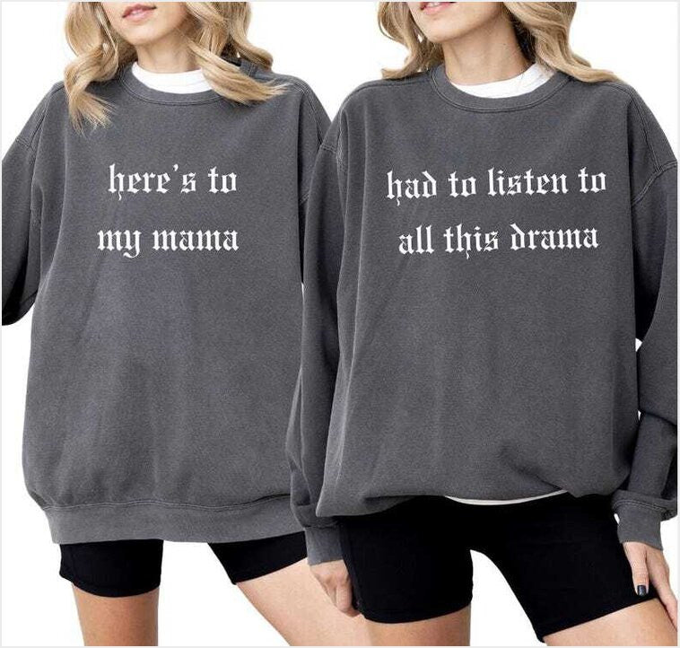 Reputation Mother Daughter Sweatshirt Bundle Swift Heres To My Mama Set Gift Mom Eras Tour Crewneck Outfit Unisex Plus Size Gifts For Sister - Lilybirchmarket