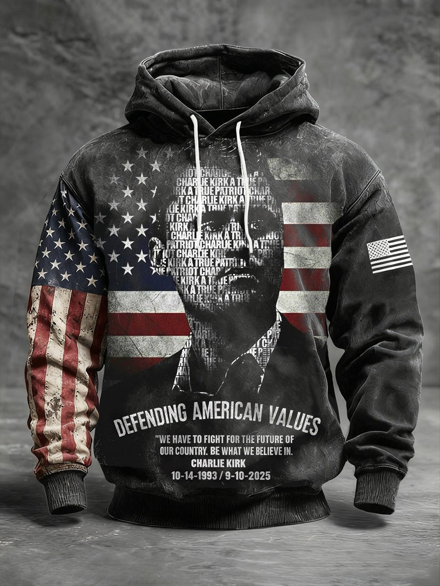 Rest In Peace Charlie Kirk Hoodie Defending American Values TPUSA Merch Tribute Gifts - Lilybirchmarket