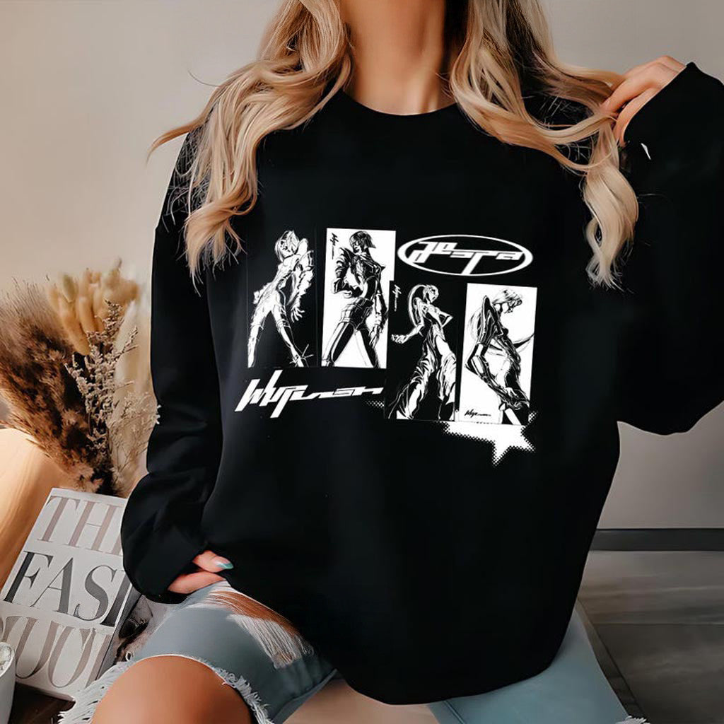 Retro Aespa Whiplash Sweatshirt AESPA Synk Parallel Line Tour Shirt Aespa Live Tour Shirt - Lilybirchmarket