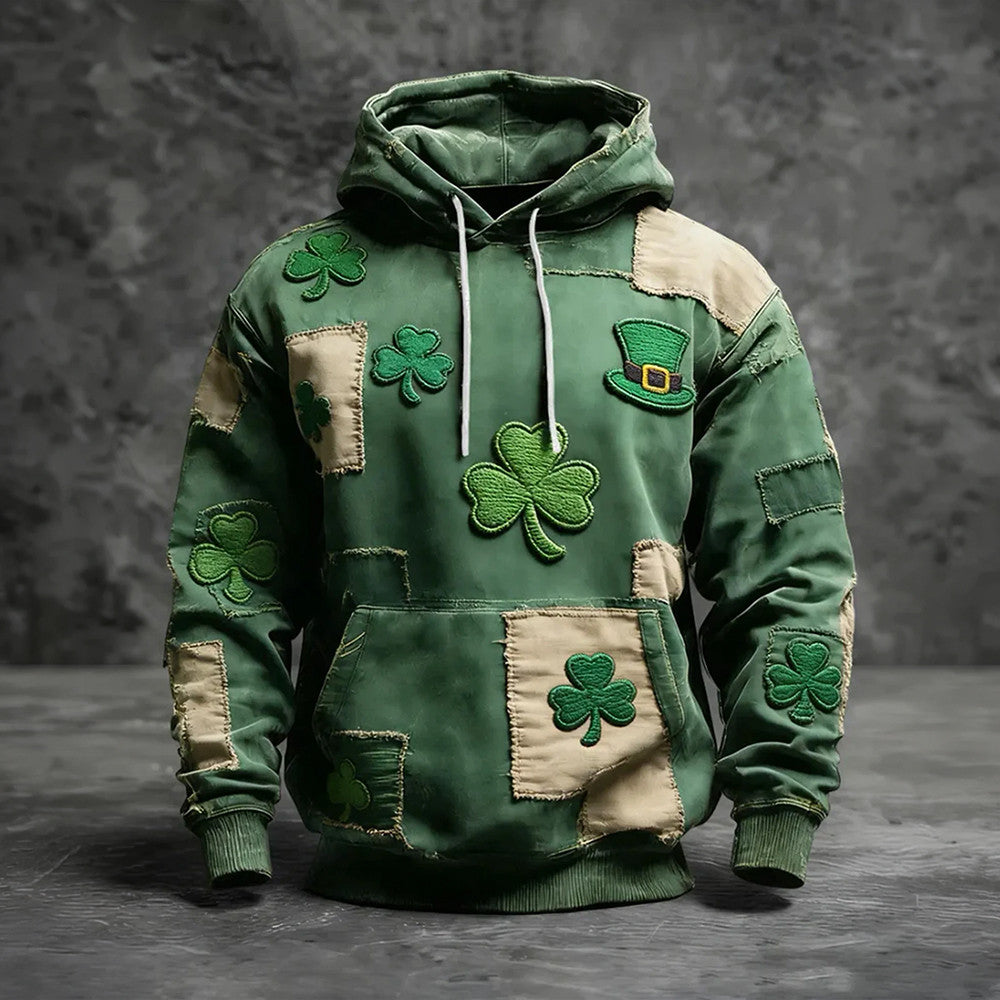 Retro St. Patrick's Day Hoodie Shamrock Design Saint Patricks Day Outfits Present Idea - Lilybirchmarket