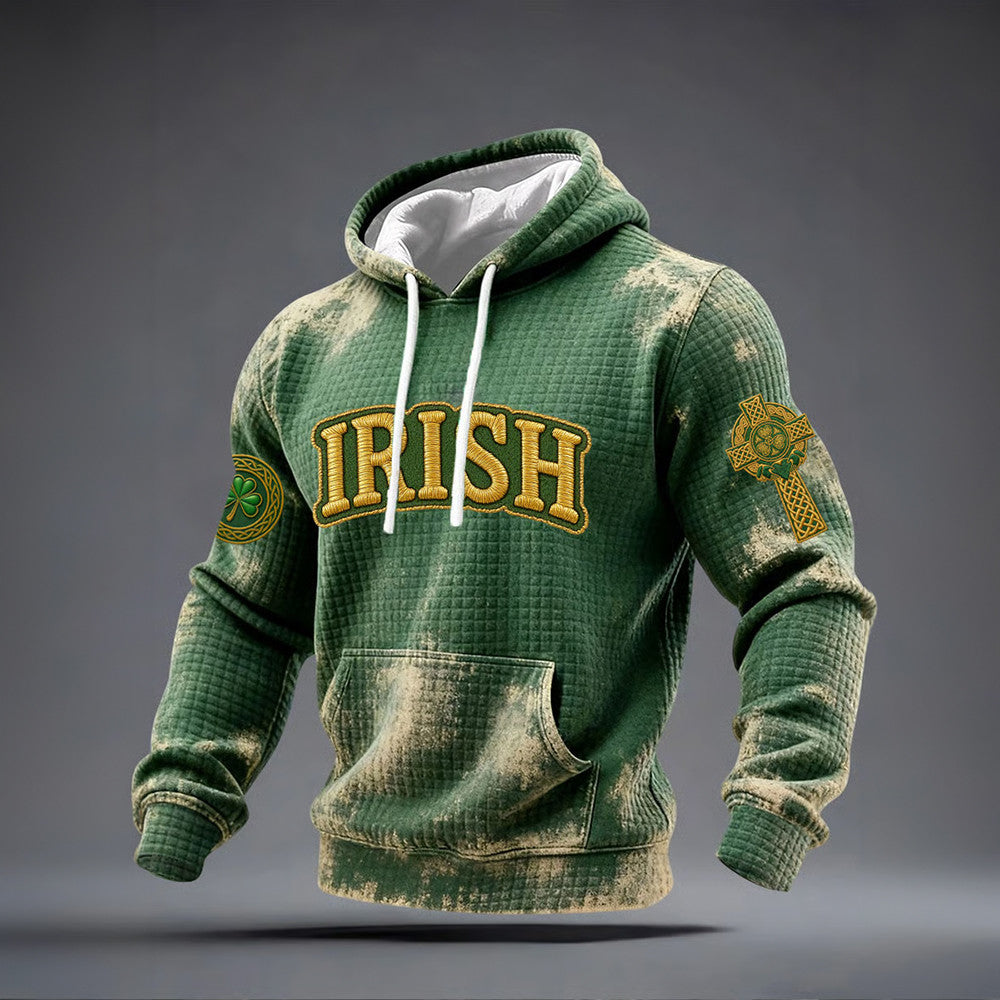 Retro St. Patrick's Day Irish Hoodie Celtic Cross St Patrick's Day Apaprel Cool Gift For Him - Lilybirchmarket