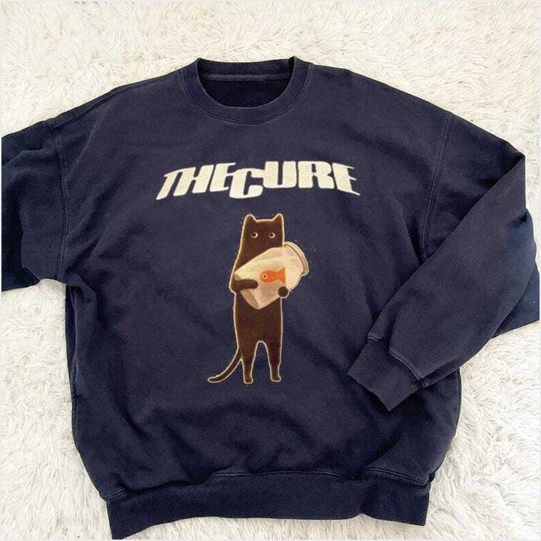 Retro The Cure Sweatshirt The Cure Cat Shirt The Cure Rock Band Music T-Shirt The Cure Tour Tshirt Gift For Fans Gifts For Sister - Lilybirchmarket