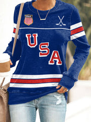 Retro USA Ice Hockey Sweatshirt Game Day Merch Gifts For Hockey Enthusiasts - Lilybirchmarket