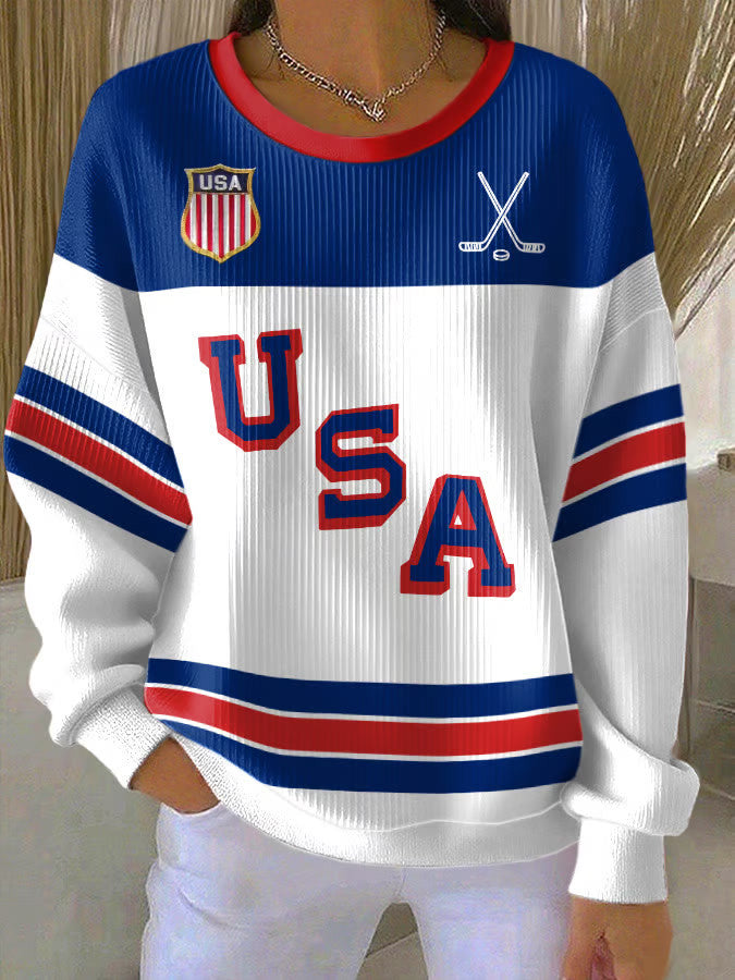 Retro USA Ice Hockey Sweatshirt Game Day Merch Great Gifts For Hockey Fans - Lilybirchmarket