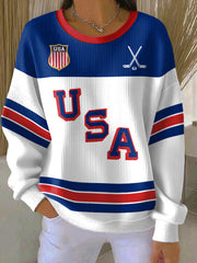 Retro USA Ice Hockey Sweatshirt Game Day Merch Great Gifts For Hockey Fans - Lilybirchmarket