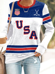 Retro USA Ice Hockey Sweatshirt Game Day Sweatshirt Ice Hockey Fan Gifts - Lilybirchmarket