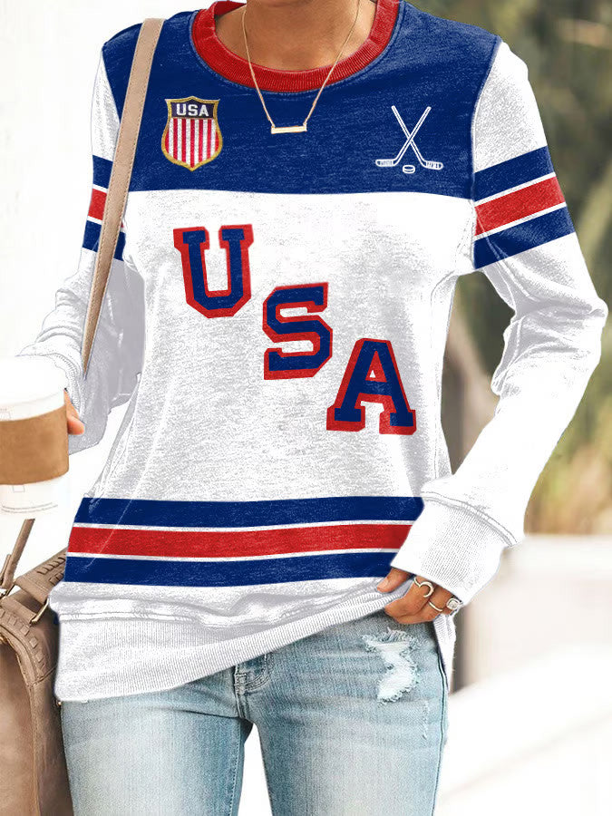 Retro USA Ice Hockey Sweatshirt Game Day Sweatshirt Ice Hockey Fan Gifts - Lilybirchmarket