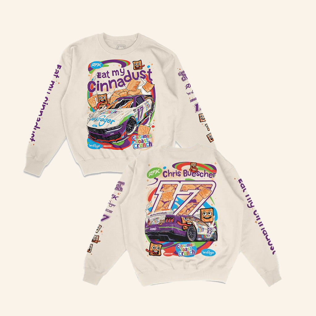 RFK Merch Chris Buescher Kroger Cinnamon Toast Crunch Crewneck Sweatshirt Friends Gifts - Lilybirchmarket