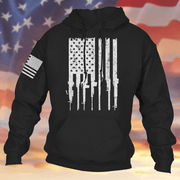 Rifle Flag Hoodie Black American Gun Flag Hooded Sweatshirt Patriotic Clothing For Men - Lilybirchmarket