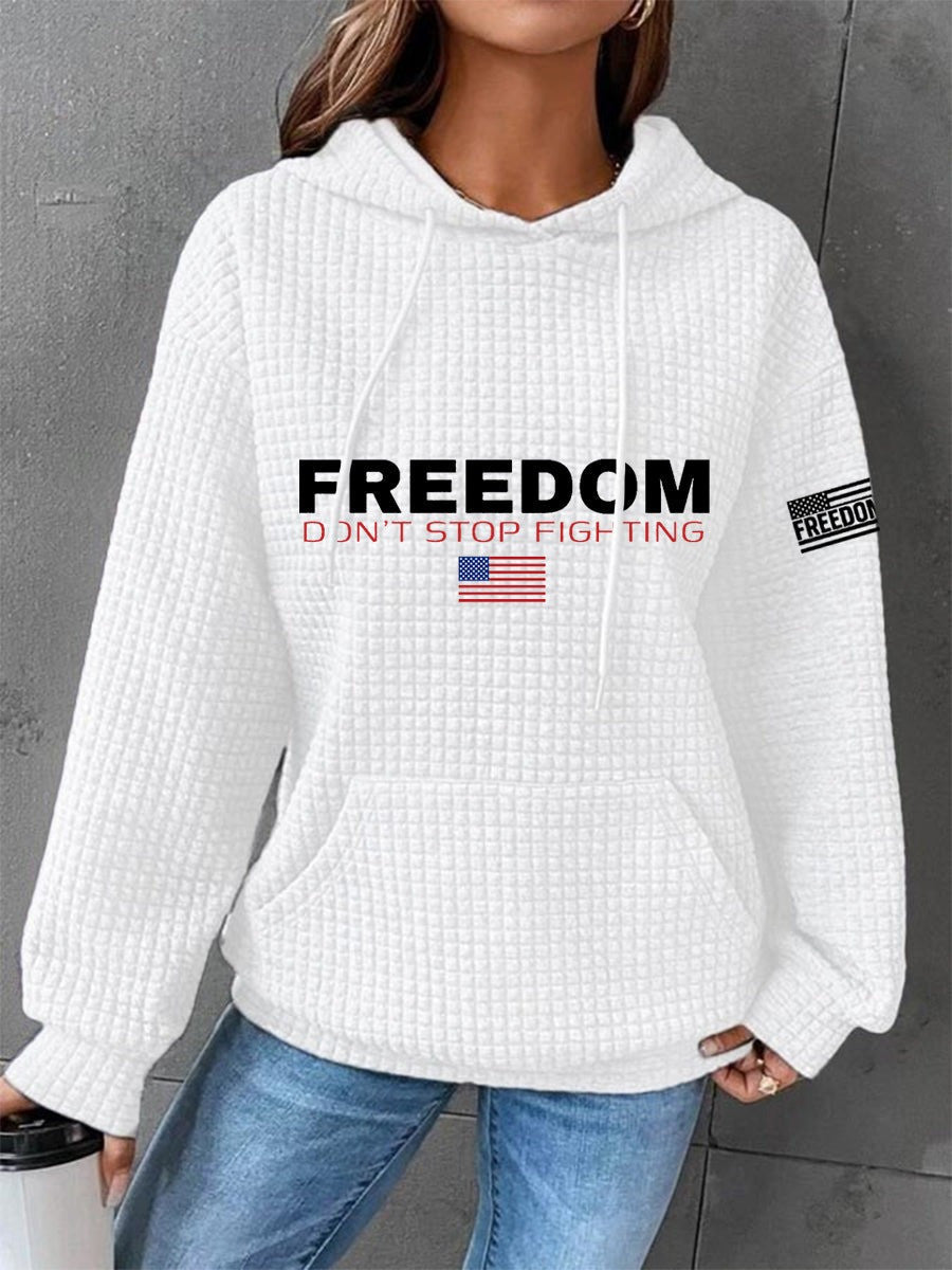 RIP Charlie Kirk Don't Stop Fighting Waffle Hoodie Women's Support Memorial Clothing Gifts - Lilybirchmarket