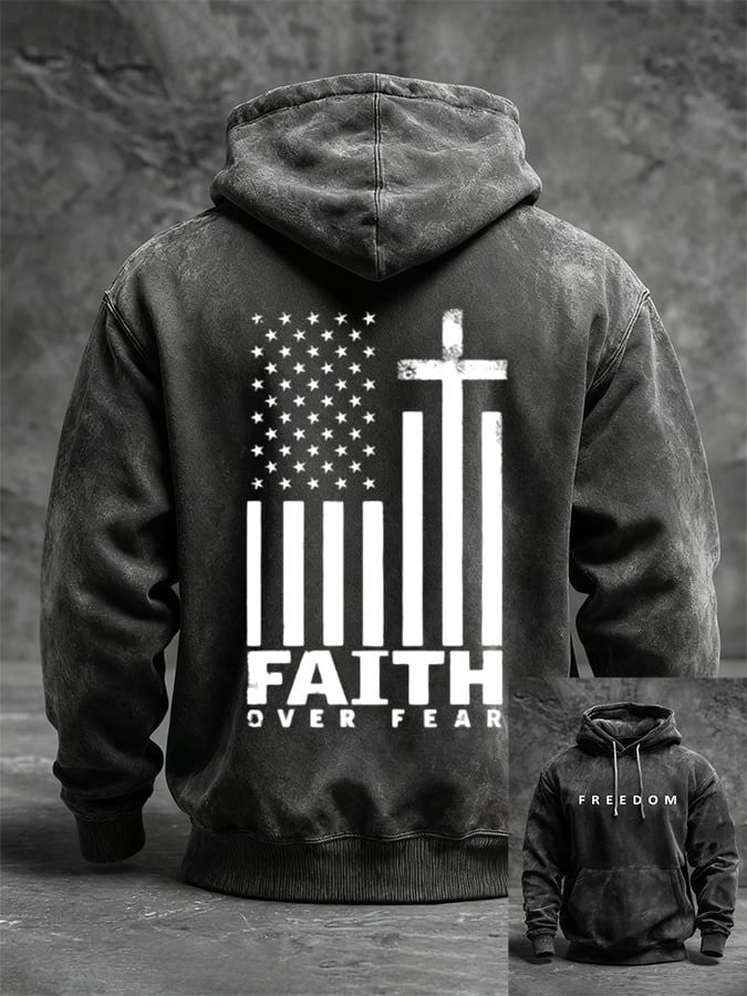 RIP Charlie Kirk Freedom Washed Hoodie Faith Over Fear Tribute Memorial Clothing Support - Lilybirchmarket