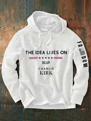 RIP Charlie Kirk Memorial Merch Waffle Hoodie The Idea Lives On In Memory Of Charlie Kirk - Lilybirchmarket