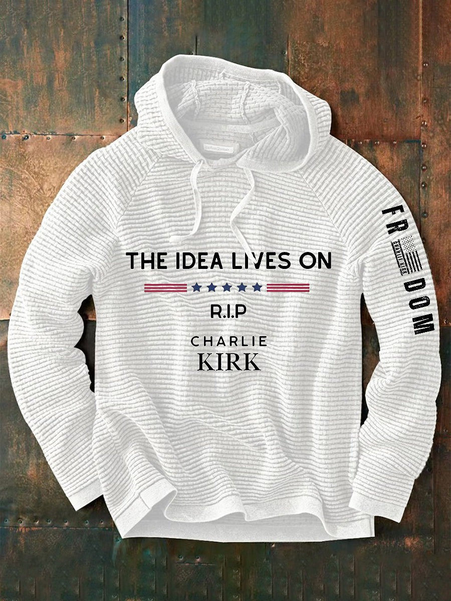 RIP Charlie Kirk Memorial Merch Waffle Hoodie The Idea Lives On In Memory Of Charlie Kirk - Lilybirchmarket