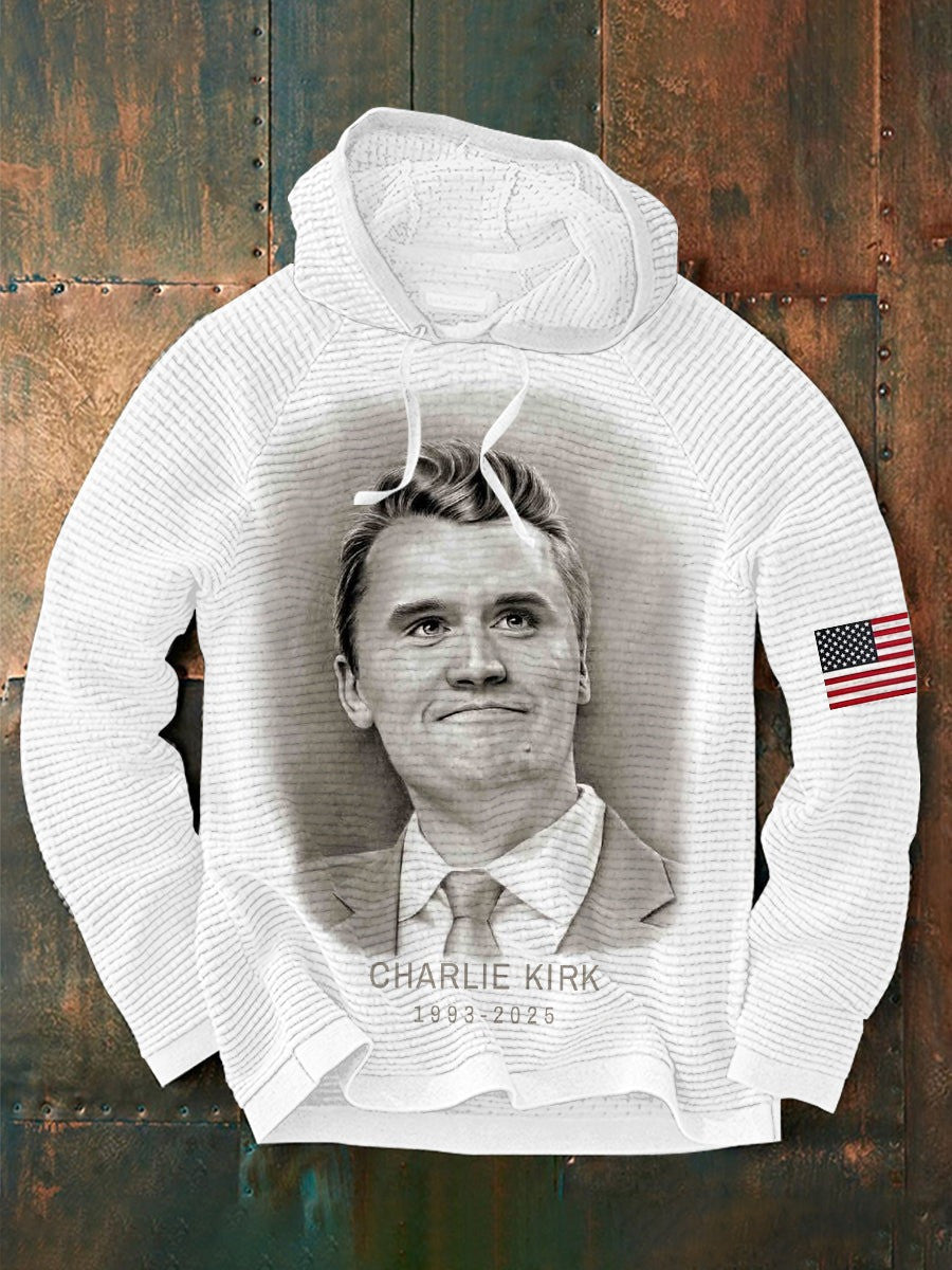RIP Charlie Kirk Waffle Hoodie Tribute Rest In Peace Charlie Kirk Memorial Apparel - Lilybirchmarket