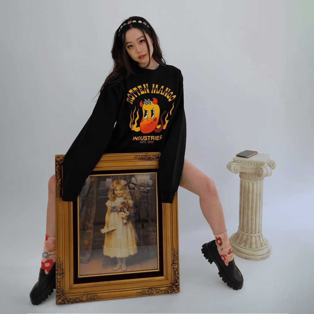 Rotten Mango Merch Stephanie Soo Rotten Mango Fall Black Sweatshirt Gift Idea for Boyfriend - Lilybirchmarket