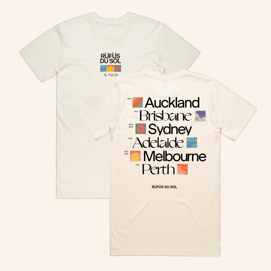 Rufus Du Sol Merch ANZ Cities Tour Ecru T-Shirt Gifts For Band Fans - Lily Birch Market