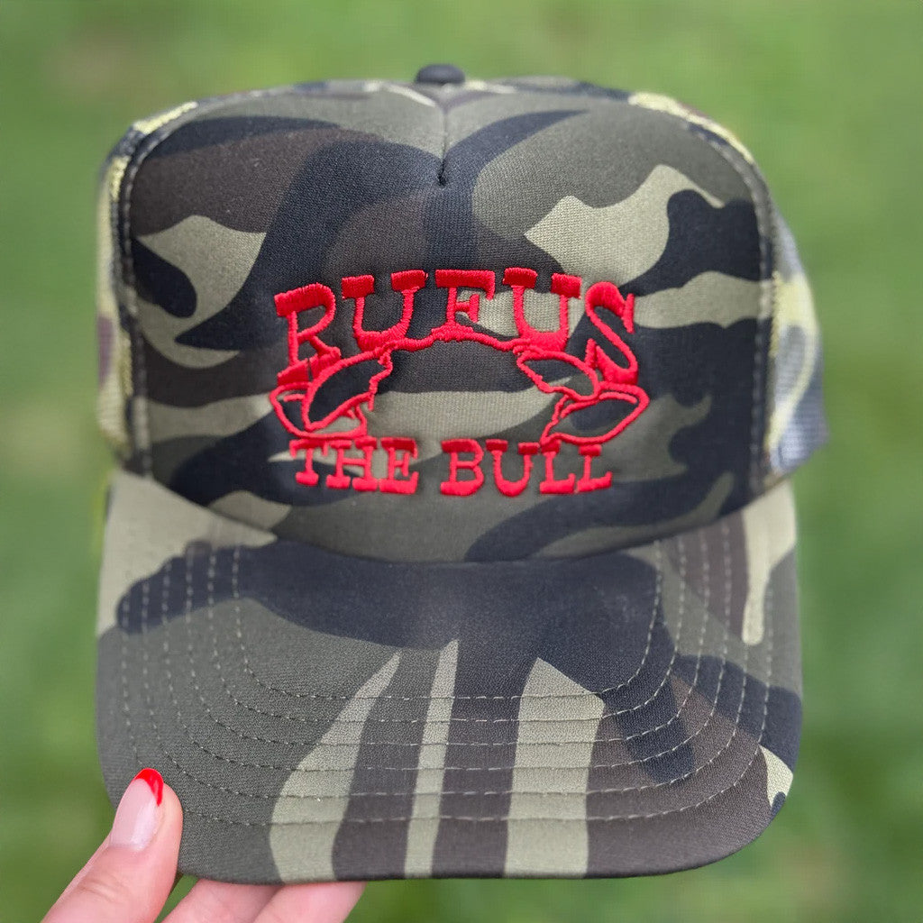 Rufus The Bull Merch Rufus The Bull Camo Embroidered Trucker Hat Gifts For Dad - Lilybirchmarket
