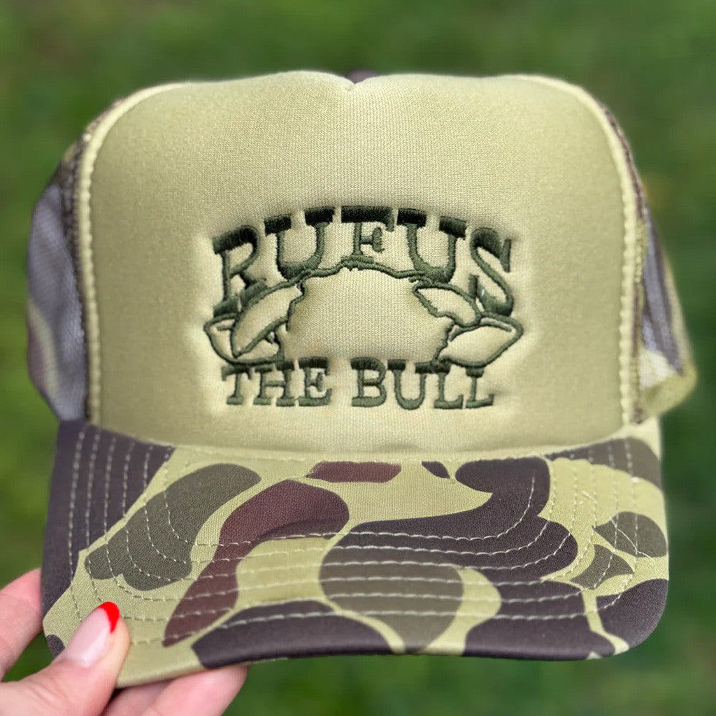 Rufus The Bull Merch Rufus The Bull Camo Trucker Hat Embroidered Best Gifts For Dad - Lilybirchmarket