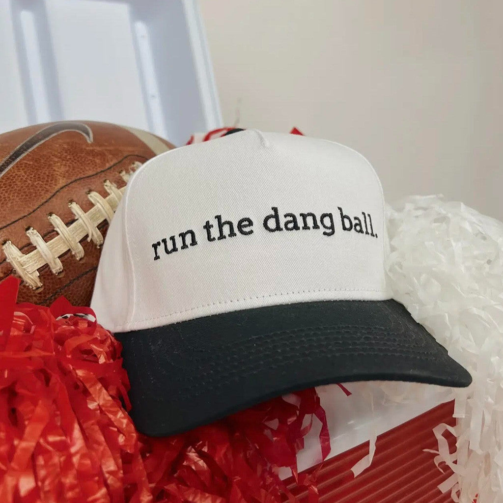 Run The Dang Ball Hat Game Day Embroidered Cap Gift Ideas For Husband - Lilybirchmarket
