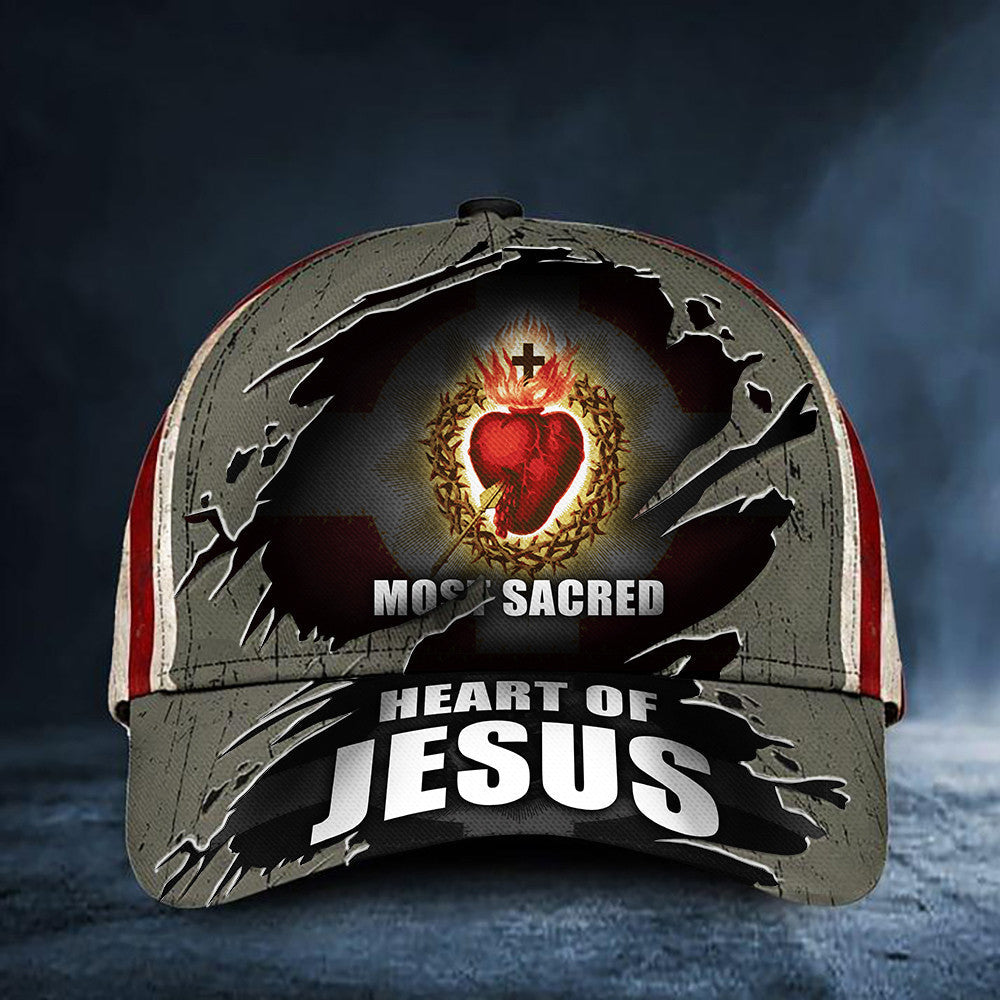 Sacred Heart Of Jesus Hat Christian Hat American Flag Cap Gifts For Dad - Lilybirchmarket