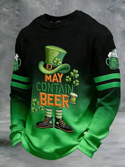  Saint Patrick'S Day Apparel Funny May Contain Beer Long Sleeve T Shirt Green Holiday Gift Ideas - TradiViet