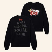 Sanrio Merch Anti Social Social Club X Hello Kitty And Friends Big Bow Crewneck Sweatshirt - Lilybirchmarket
