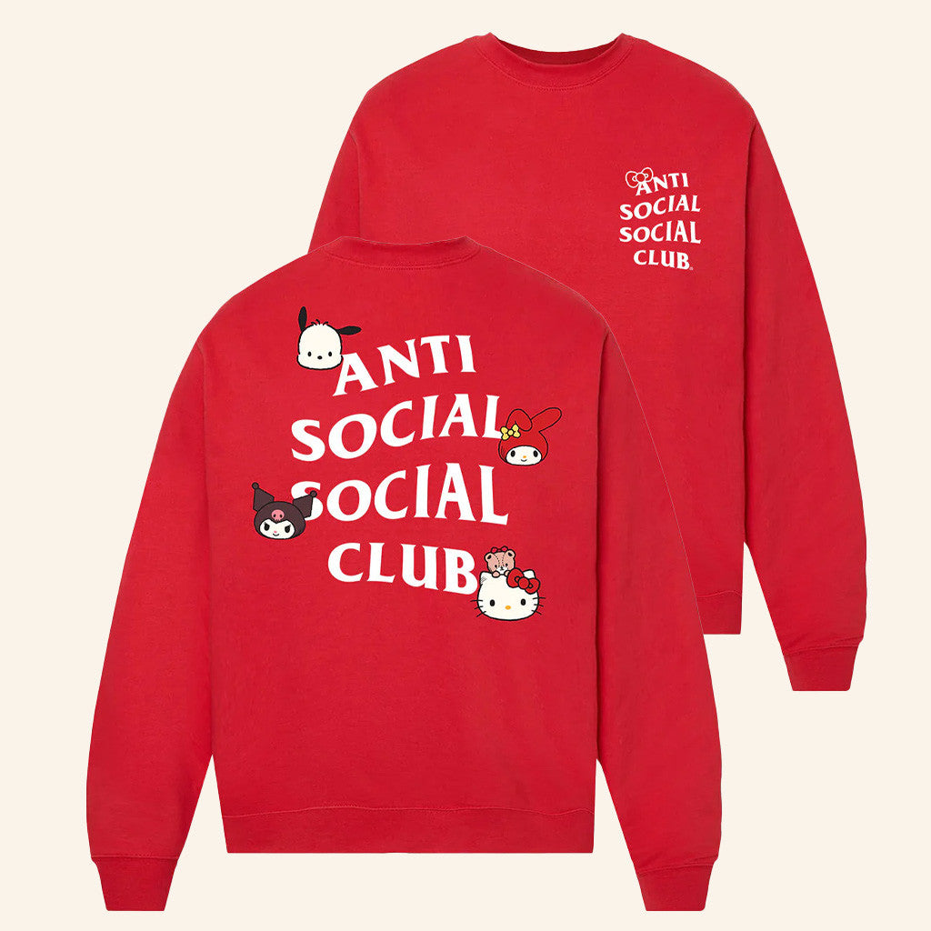 Sanrio Merch Anti Social Social Club X Hello Kitty And Friends Crewneck Sweatshirt Her Gifts - Lilybirchmarket