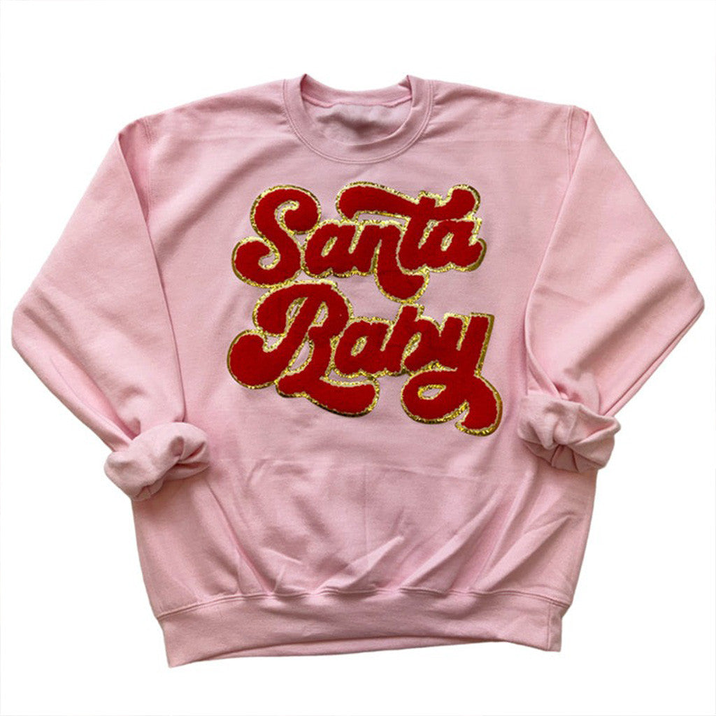 Santa Baby Sweatshirt Pink Cute Christmas Clothing Gifts For Her - Lilybirchmarket