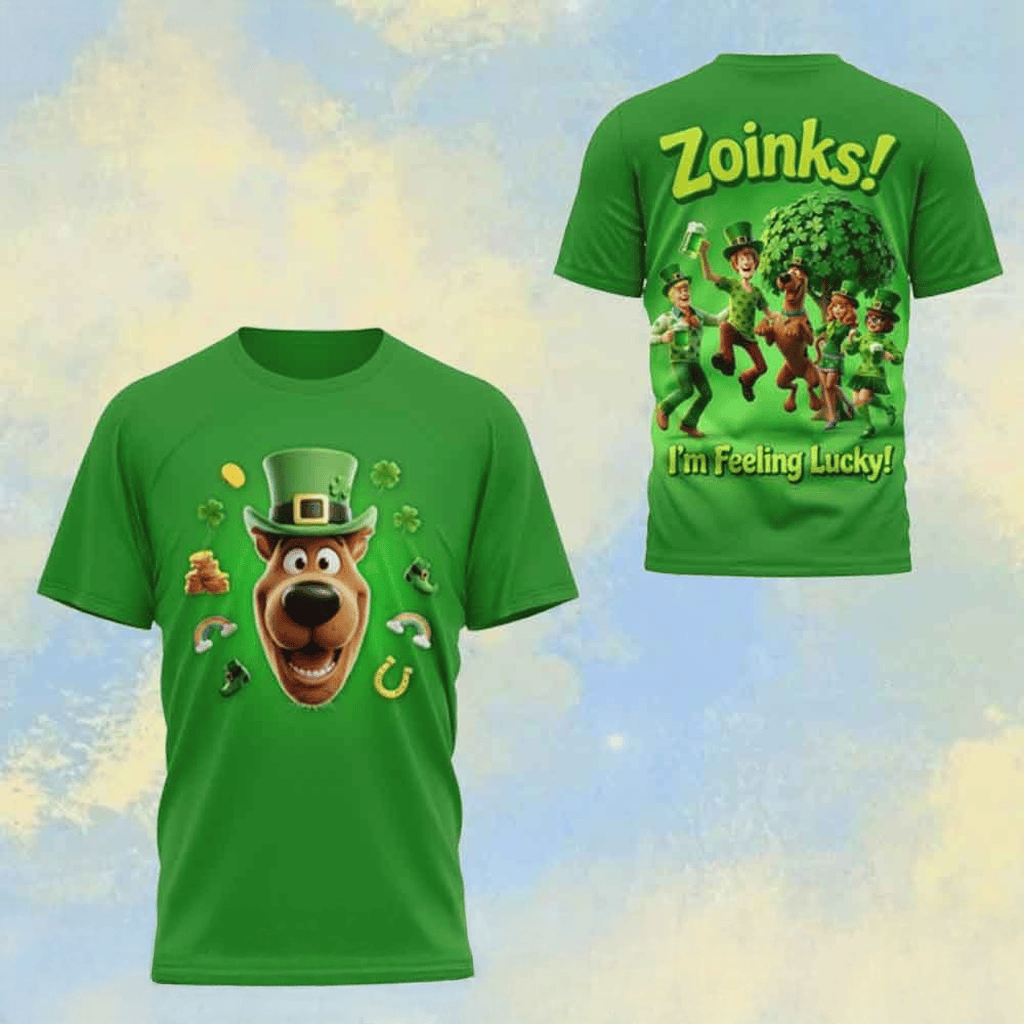  Scooby Doo St Patrick's Day Green T-Shirt Zoinks Im Feeling Lucky Graphic Shirt Gifts - TradiViet