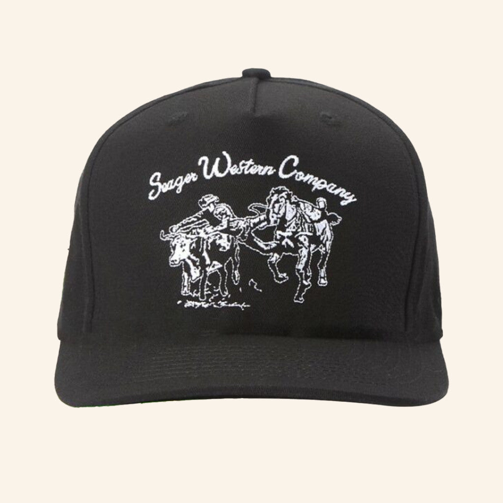 Seager CO Merch Los Rios Black Embroidered Hat Seager Western Company Hat Gifts For Dad - Lilybirchmarket