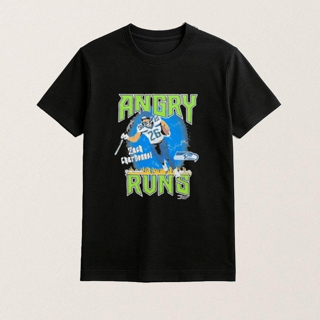 Seattle Football Merch Zach Charbonnet Angry Runs Shirt Best Gifts For Football Lovers - Lily Birch Market