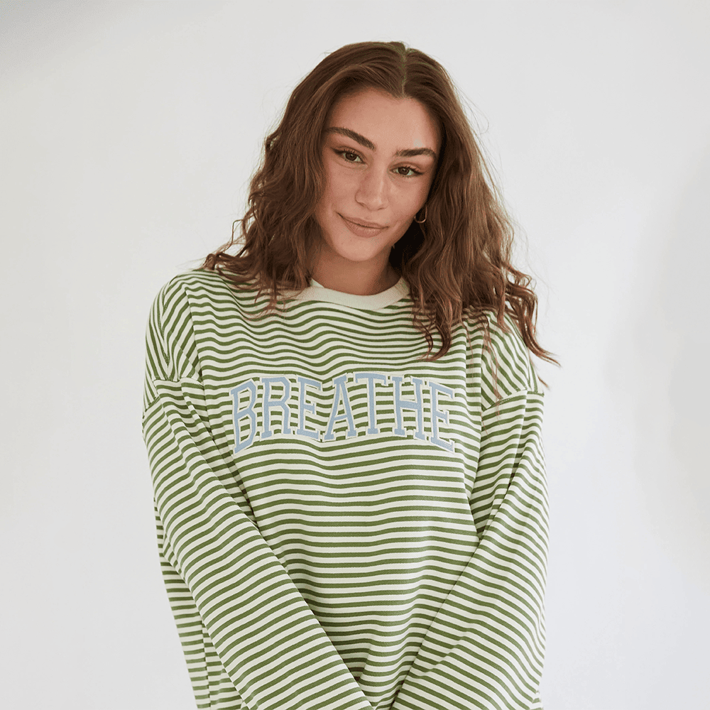 See The Way I See Merch Overthinker Sweatshirt Breathe Striped Sweatshirt Gifts For Women's - Lilybirchmarket