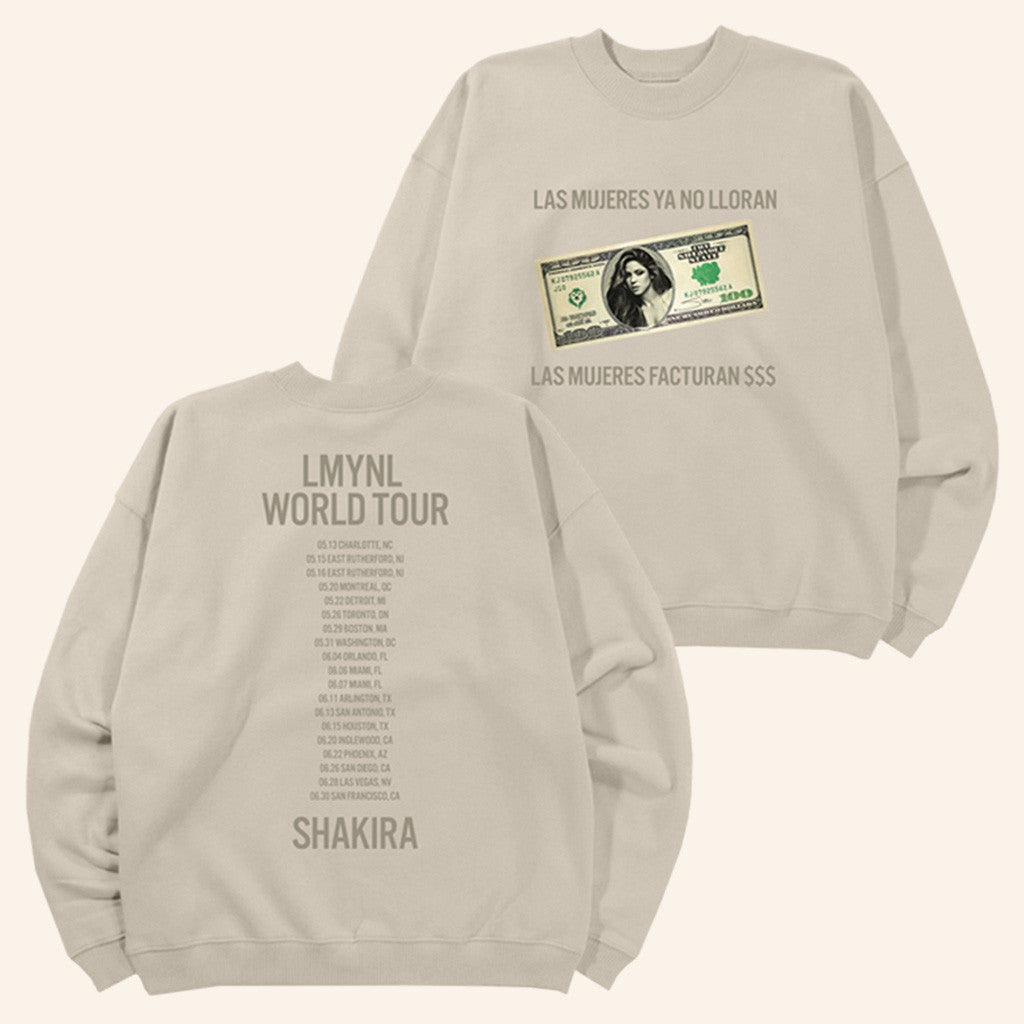 Shakira Merch Tour 2025 LMYNL World Tour Dollar Bill Crewneck Sweatshirt Gifts For Her - Lilybirchmarket