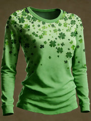  Shamrock All Over Print Long Sleeve Shirt Green St Patrick's Day Clover Clothing Gift For Her - TradiViet