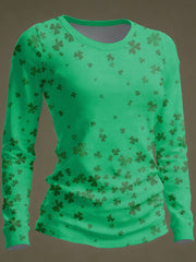  Shamrock All Over Print Long Sleeve Shirt St Patrick's Day Clover Clothing Gift For Her - TradiViet