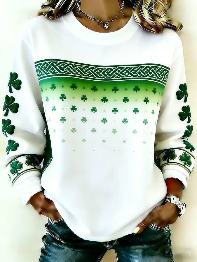  Shamrock Celtic Knotwork Long Sleeve T-Shirt St Patrick Clothes St Paddy's Day Gifts - TradiViet