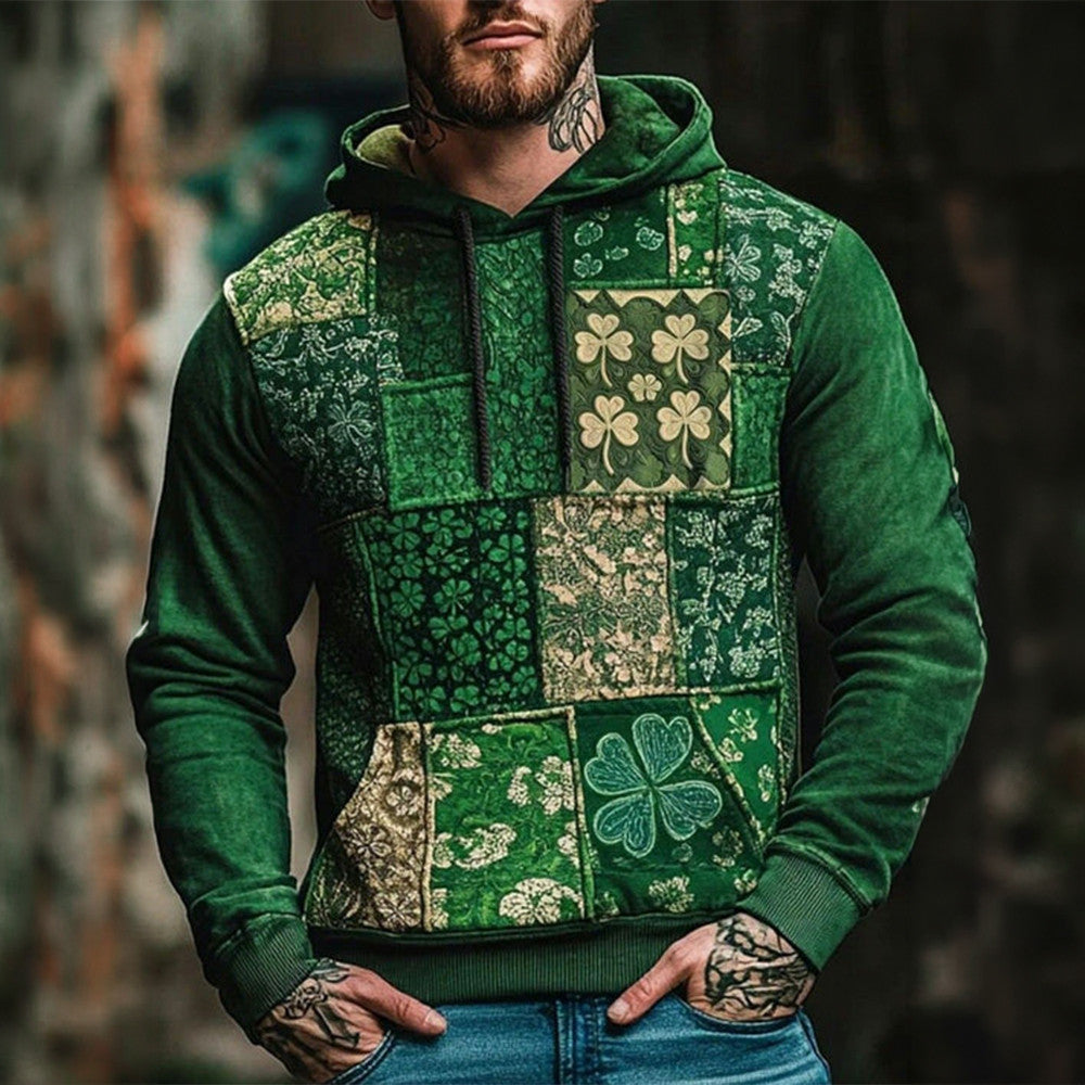 Shamrock Design St Patrick's Day Hoodie Happy St Patricks Day Hooded Sweatshirt Gift For Him - Lilybirchmarket