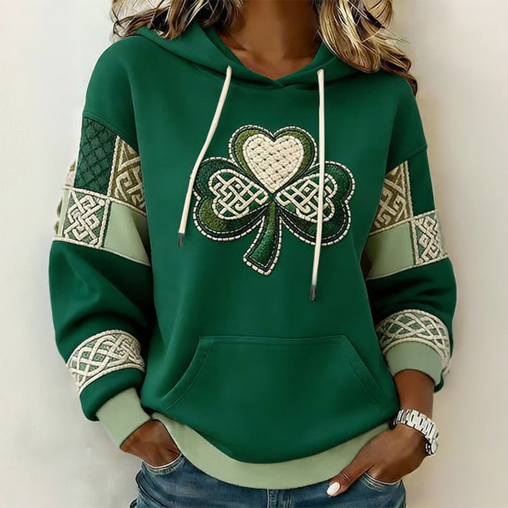 Shamrock Graphic Saint Patrick's Day Hoodie St Paddy's Day Hooded Sweatshirt Gift Idea For Her - Lilybirchmarket