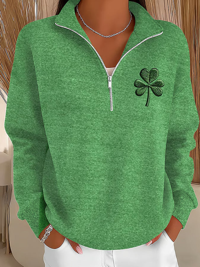  Shamrock Half Zip Sweatshirt Irish Holiday St Patrick Clothes Great St Patrick's Gift Ideas - TradiViet