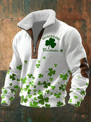  Shamrock Irish Saint Patrick's Day Zipper Fur Collar Sweatshirt Shenanigans Coordinator Shirt - TradiViet