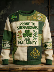  Shamrock Saint Patrick's Day Sweatshirt Prone To Shenanigans And Malarkey Irish Apparel Men's - TradiViet