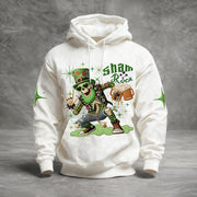 Shamrock Skeleton Graphic Hoodie Happy Saint Patrick's Day Hooded Sweatshirt - Lilybirchmarket
