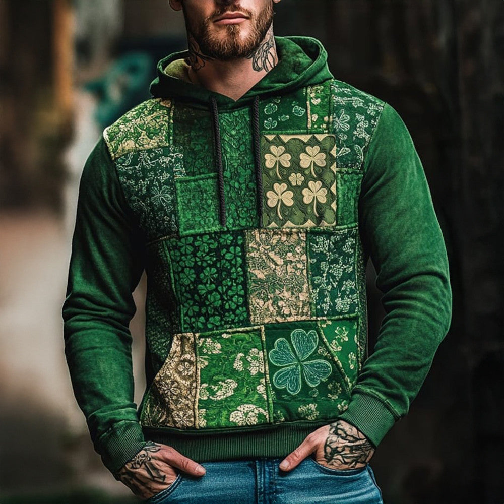 Shamrock St Patrick's Day Hoodie Vintage Hoodie Patrick's Day Gifts For Men - Lilybirchmarket